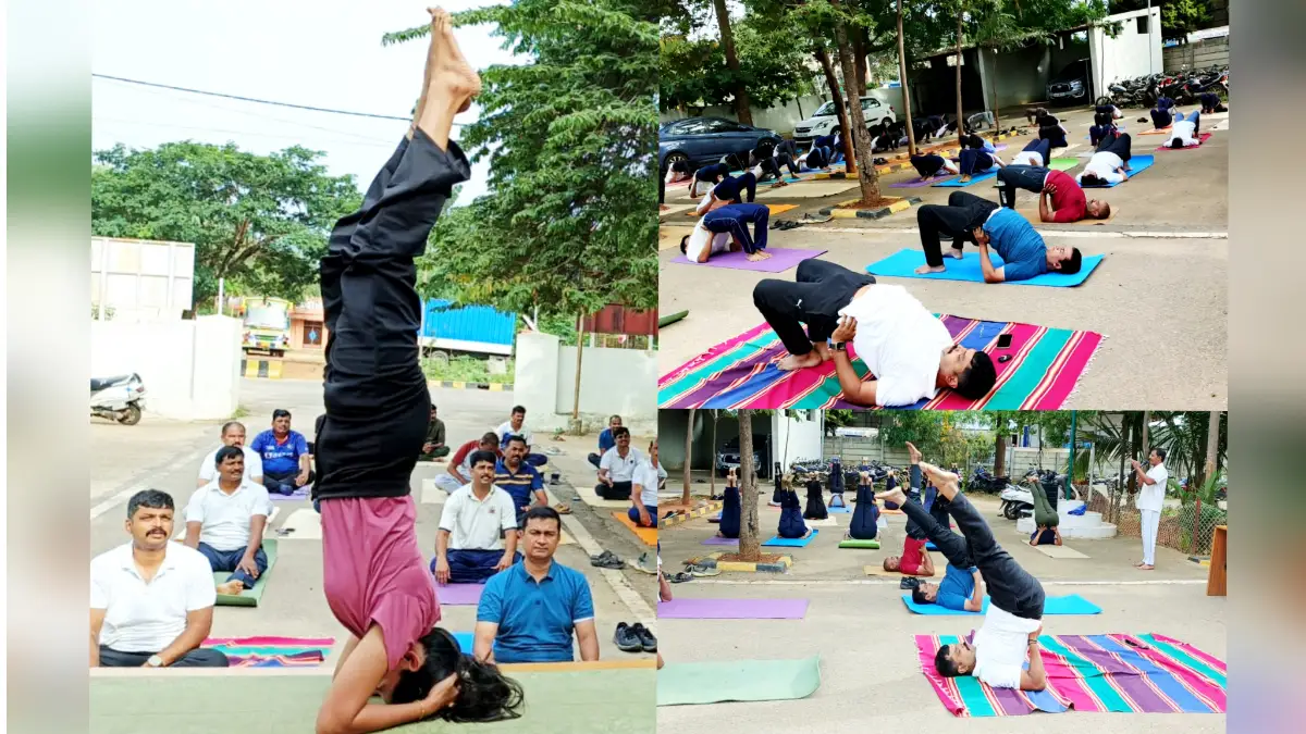 ಗುಡ್ಮಾರ್ನಿಂಗ್ ನ್ಯೂಸ್: ದೊಡ್ಡಬಳ್ಳಾಪುರ ಪೊಲೀಸರಿಂದ ಯೋಗಾಭ್ಯಾಸ