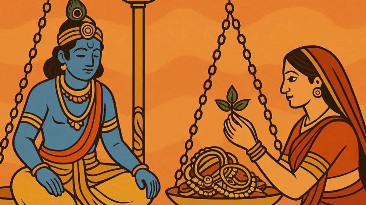 ಹರಿತಲೇಖನಿ ದಿನಕ್ಕೊಂದು ಕಥೆ; ತುಳಸಿ ದಳವೊಂದಕ್ಕೆ ತೂಗಿದ ಕೃಷ್ಣ..!