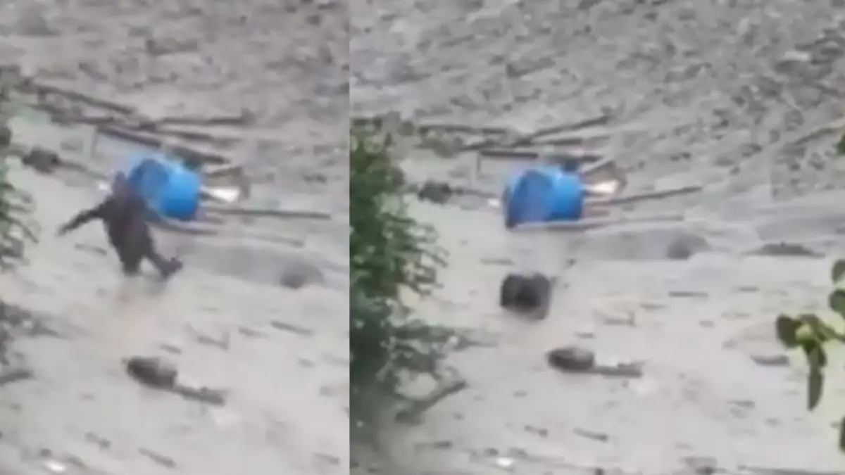 Cloudburst: A man emerged from the mud..!