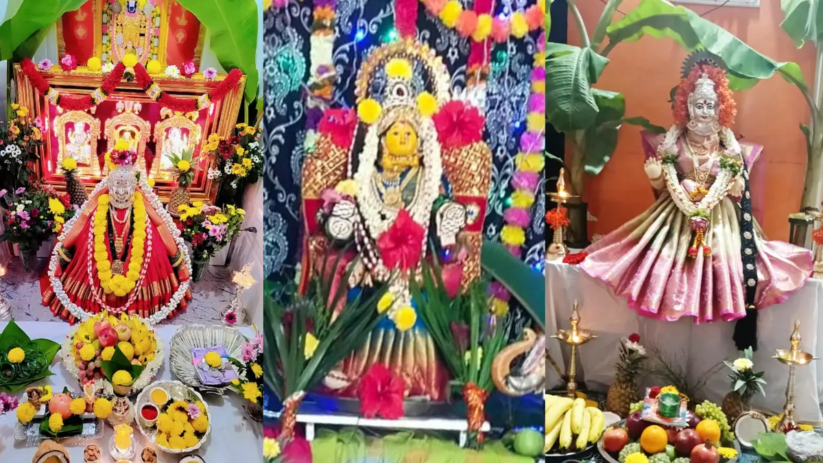 ವರಮಹಾಲಕ್ಷ್ಮಿ ಹಬ್ಬದ ಸಂಭ್ರಮ: ಮನೆ-ಮನೆಗಳಲ್ಲಿ ವಿಶೇಷ ಅಲಂಕಾರ, ಭಕ್ತಿಯಿಂದ ಪೂಜೆ