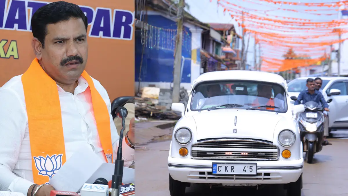 CKR – 45 ಅಂಬಾಸಿಡರ್ ಕಾರಿನ ಜತೆ ಬಿಜೆಪಿ ನಾಯಕರ ಒಡನಾಟ: Video ಹಂಚಿಕೊಂಡ ಬಿ.ವೈ. ವಿಜಯೇಂದ್ರ