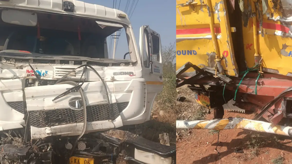 ದೊಡ್ಡಬಳ್ಳಾಪುರ: ಟಿಪ್ಪರ್ ಡಿಕ್ಕಿ.. ಕಂಟೈನರ್ ಪಲ್ಟಿ