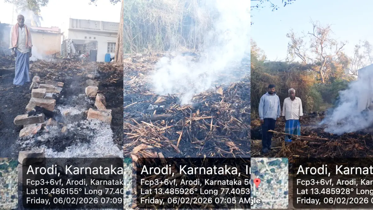 ದೊಡ್ಡಬಳ್ಳಾಪುರ: ಹುಲ್ಲಿನ ಬಣವೆಗೆ ಬೆಂಕಿ..  ರೈತರಿಗೆ ಅಪಾರ ನಷ್ಟ