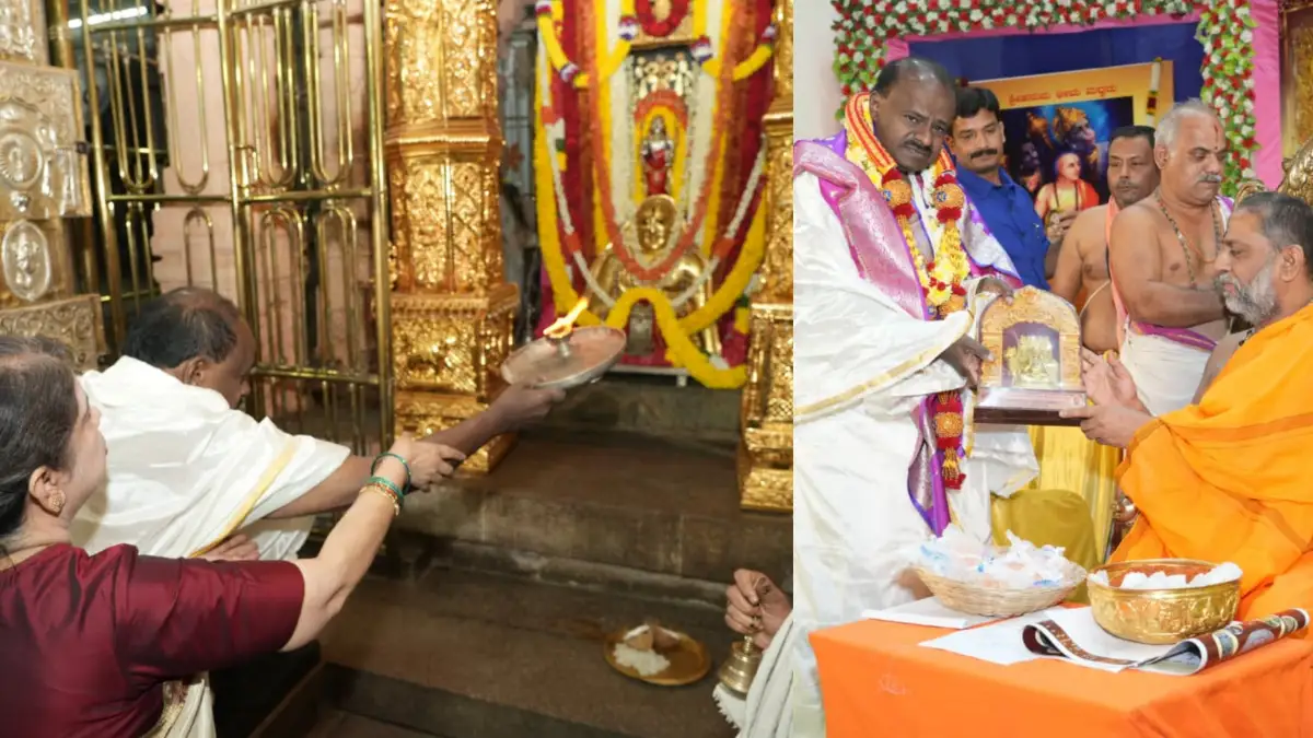 ರಾಘವೇಂದ್ರ ಸ್ವಾಮಿಗಳ ಸನ್ನಿಧಿಯಲ್ಲಿ ಹೆಚ್.ಡಿ. ಕುಮಾರಸ್ವಾಮಿ ಕುಟುಂಬ