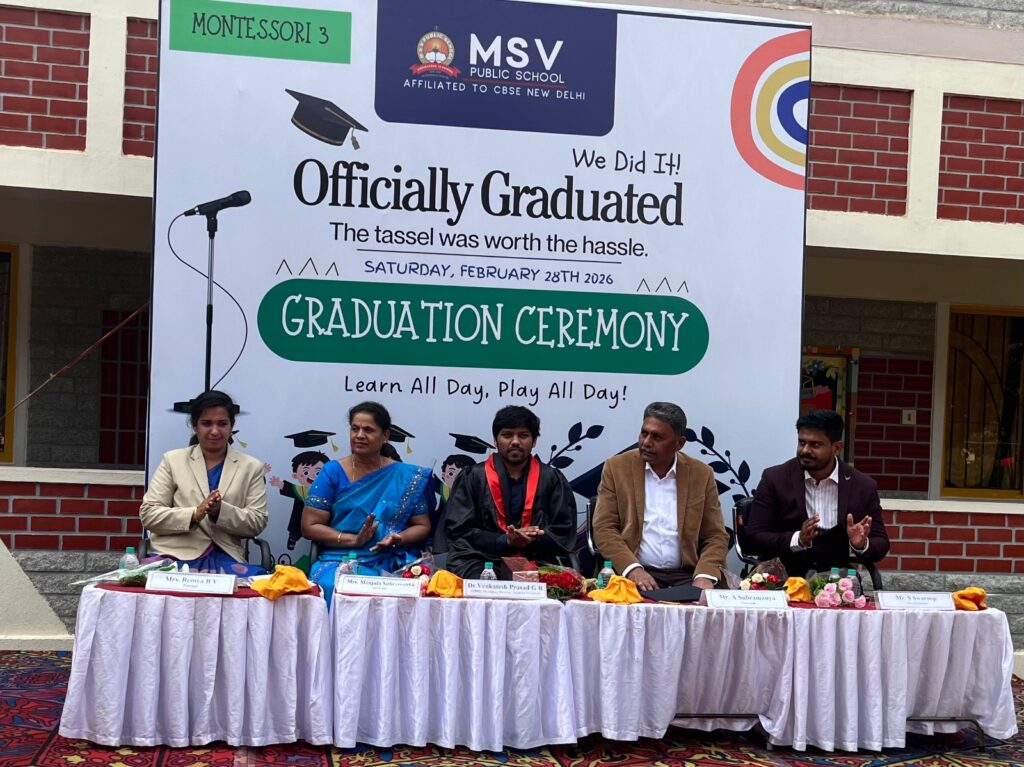 ಎಂಎಸ್‌ವಿ ಪಬ್ಲಿಕ್ ಶಾಲೆಯಲ್ಲಿ ಪೂರ್ವ ಪ್ರಾಥಮಿಕ ವಿದ್ಯಾರ್ಥಿಗಳಿಗೆ ಪದವಿ ಪ್ರದಾನ