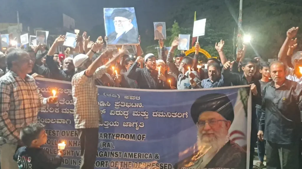 Candlelight procession in Doddaballapur condemning the assassination of Ali Khamenei