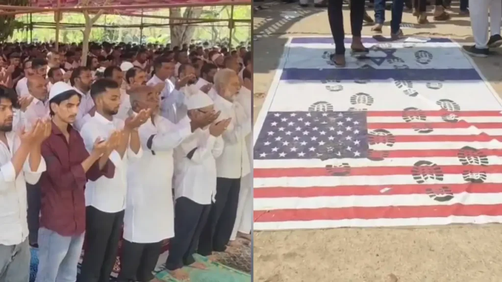 Celebrating Ramadan by trampling on American and Israeli flags..!