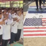 Celebrating Ramadan by trampling on American and Israeli flags..!