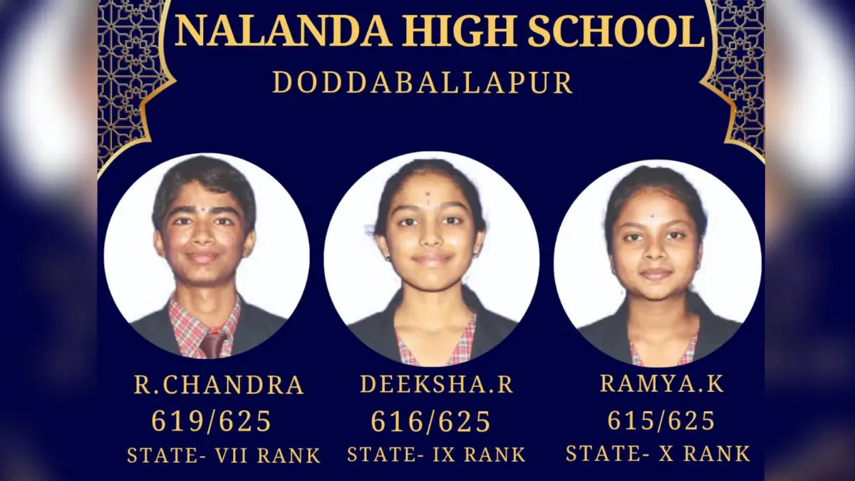 SSLC ರಿಸಲ್ಟ್: ದೊಡ್ಡಬಳ್ಳಾಪುರದ ನಳಂದ ಪ್ರೌಢಶಾಲೆಗೆ ಶೇ.100 ಫಲಿತಾಂಶ